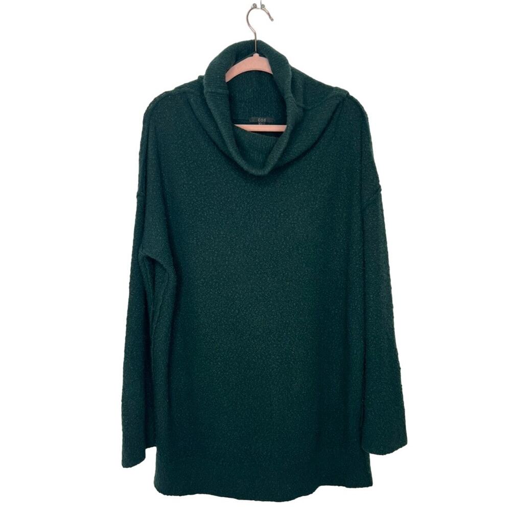 Cos Dark Green Long Sleeve Oversized 100% Boiled‎ Wool Turtleneck Sweater Size S